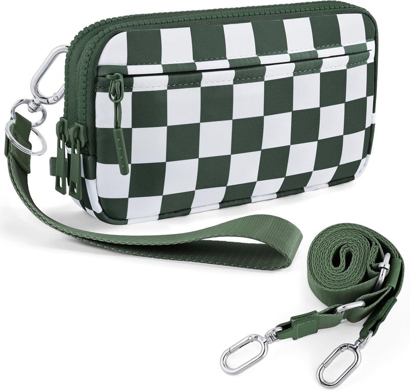 NEWROGENG Checkered WristleWallets for Women, RFID Wallet Crossbody with 4 Zippers, Credit Card Holder Cell Phone Organizer - Image 1